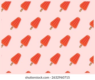 Tropical red popsicles in a pink background seamless pattern.
