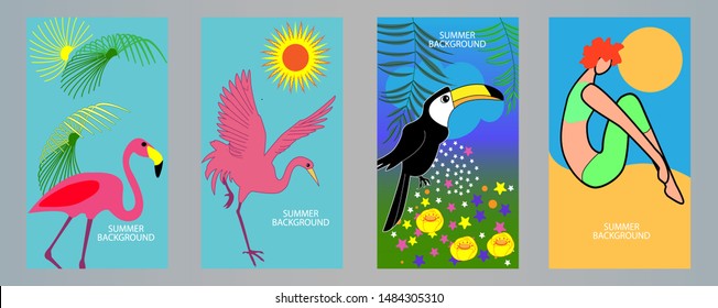 Tropical relaxation and nature. Vector Illustration template.