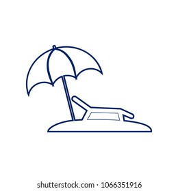 Tropical resort beach. Sunbed Chair sign. Vector. Flat style black icon on white.