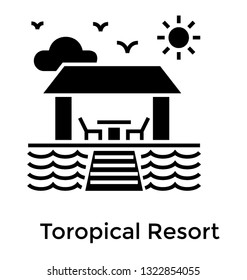 Tropical resort solid icon vector 