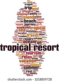 Tropical resort word cloud concept. Vector illustration