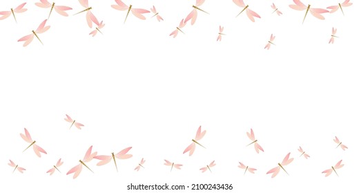 Tropical rosy pink dragonfly cartoon vector background. Spring cute insects. Simple dragonfly cartoon fantasy illustration. Tender wings damselflies graphic design. Tropical beings