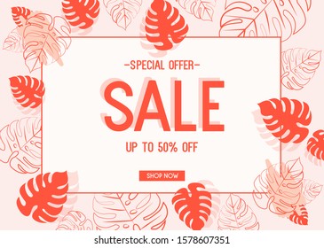 Tropical sale banner. Tropical web banner