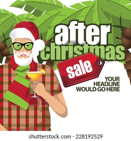 Tropical Santa After Christmas Sale background EPS 10 vector