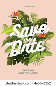 Tropical save the date template vector/illustration