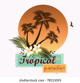 Tropical scene .Vector illustration
