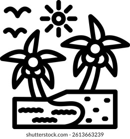 Tropical Scenery Line Vector Icon Design