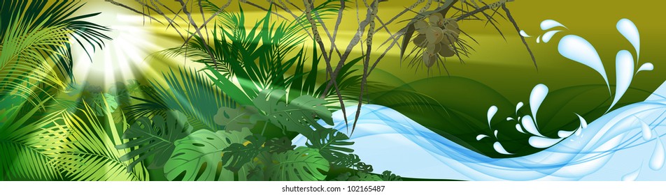 tropical scenery (tropical plants vector image)