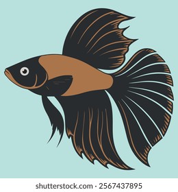 Tropical Sea Creature fighter fish in Stunning Colorful Vector Art Designs