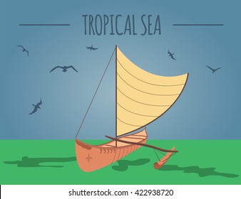 Tropical sea graphic template. Vector illustration