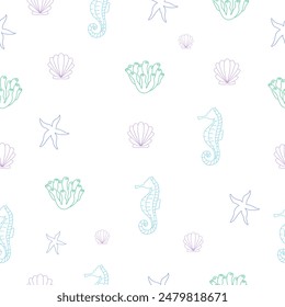 Tropical sea marine seamless pattern