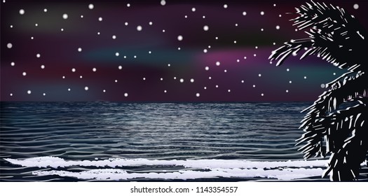 Tropical sea night wallpaper , vector illustration