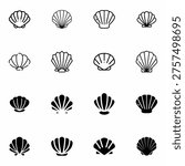 Tropical Sea Shell Icon Set minimal Ocean Marine Collection