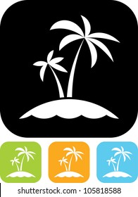 Tropical Sea Small Island - Vector Icon Isolated