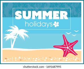 A tropical sea summer holidays advertisement poster design background 