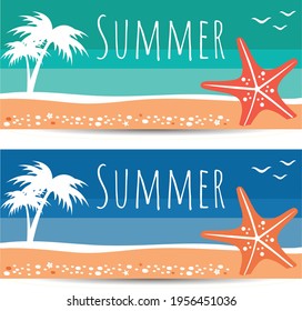 tropical sea summer holidays banner design illustration vector