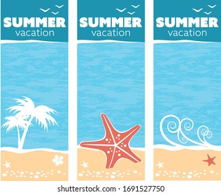 A tropical sea summer vacation banner design a vertical illustration vector. 