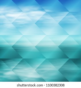 Tropical sea sunset beach geometric background