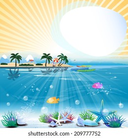 Tropical sea theme background with text area