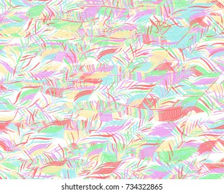 Tropical Seamless Background With Palm  Leaves And Tropical Flowers. Jungle Pattern  For Textile Or Book Covers, Manufacturing, Wallpapers, Print, Gift Wrap And Scrapbooking.