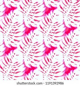 Tropical seamless ethnic pattern with exotic leaves. Hawaiian floral design. Summer background for cards, invitations, apartments, wallpapers. Vector illustration.