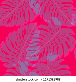 Tropical seamless ethnic pattern with exotic leaves. Hawaiian floral design. Summer background for cards, invitations, apartments, wallpapers. Vector illustration.