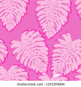 Tropical seamless ethnic pattern with exotic leaves. Hawaiian floral design. Summer background for cards, invitations, apartments, wallpapers. Vector illustration.