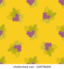 Tropical seamless ethnic pattern with exotic leaves and flowers. Hawaiian floral design. Summer background for cards, invitations, apartments, wallpapers. Vector. illustration. Hibiscus.