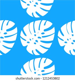 Tropical seamless ethnic pattern with exotic leaves. Hawaiian floral design. Summer background for cards, invitations, apartments, wallpapers. Vector illustration.