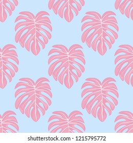 Tropical seamless ethnic pattern with exotic leaves. Hawaiian floral design. Summer background for cards, invitations, apartments, wallpapers. Vector illustration.