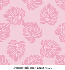Tropical seamless ethnic pattern with exotic leaves. Hawaiian floral design. Summer background for cards, invitations, apartments, wallpapers. Vector illustration.