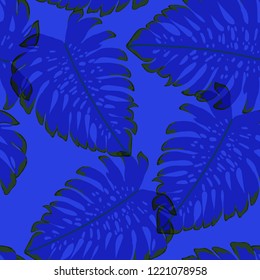 Tropical seamless ethnic pattern with exotic leaves. Hawaiian floral design. Summer background for cards, invitations, apartments, wallpapers. Vector illustration.