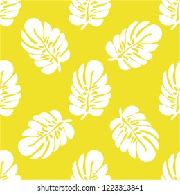 Tropical seamless ethnic pattern with exotic leaves. Hawaiian floral design. Summer background for cards, invitations, apartments, wallpapers. Vector illustration.