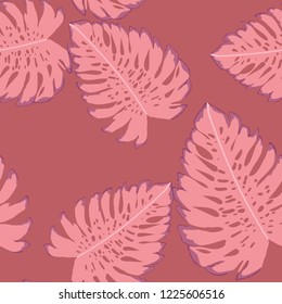 Tropical seamless ethnic pattern with exotic leaves. Hawaiian floral design.Background of tropical leaves.