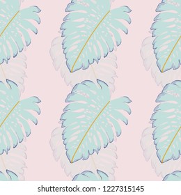 Tropical seamless ethnic pattern with exotic leaves. Hawaiian floral design.Background of tropical leaves.