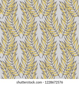 Tropical seamless ethnic pattern with exotic leaves. Hawaiian floral design.Background of tropical leaves.