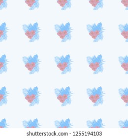 Tropical seamless ethnic pattern with exotic leaves and flowers. Hawaiian floral design. Summer background for cards, invitations, apartments, wallpapers. Vector. illustration. Hibiscus.