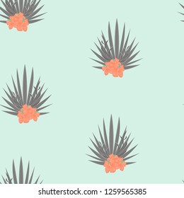 Tropical seamless ethnic pattern with exotic leaves and flowers. Hawaiian floral design. Summer background for cards, invitations, apartments, wallpapers. Vector. illustration. Hibiscus.