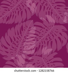 Tropical seamless ethnic pattern with exotic leaves. Hawaiian floral design.Background of tropical leaves.
