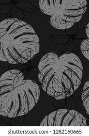 Tropical seamless ethnic pattern with exotic leaves. Hawaiian floral design.Background of tropical leaves.