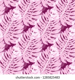 Tropical seamless ethnic pattern with exotic leaves. Hawaiian floral design.Background of tropical leaves.