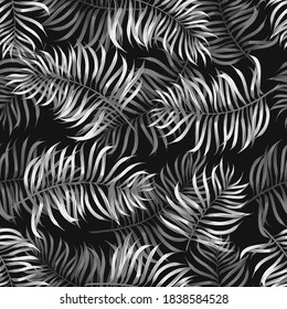 Tropical seamless floral pattern. Pattern with palm leaves.  For printing on textiles