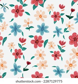 Tropical seamless floral wallpaper pattern on the white background vector illustration