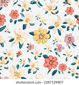 Patrón de papel de pared floral sin costuras tropical en la ilustración vectorial de fondo blanco