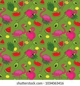 Tropical seamless hand drawn pattern