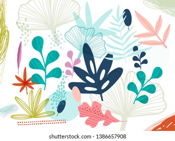 Tropical seamless leaves pattern illustration