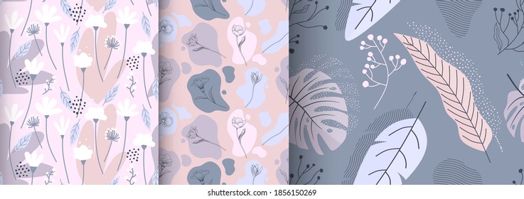 Tropical seamless leaves pattern. Vector illustration
