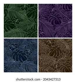 Patrón natural de hojas exóticas sin costura tropical. Fondo vectorial floral