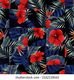 Patrón tropical sin costuras con hojas geométricas abstractas. Diseño moderno para papel, cubierta, tela, decoración interior y otros usuarios.
