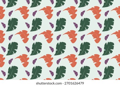 Patrón tropical sin fisuras con hojas Abstractas — Diseño botánico moderno